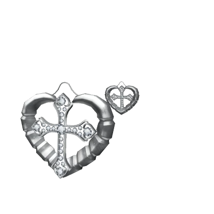 ☆ cross x heart hoops silver