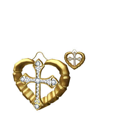 ☆ cross x heart hoops gold