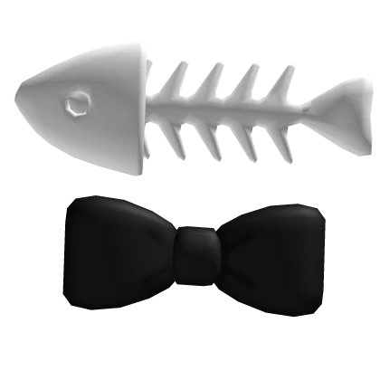 ˚ ๑ kawaii fish bone with black bow ⊹ 𝜗𝜚