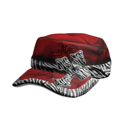 Red Zebra 2000s Luxury Cross Cap Gyaru