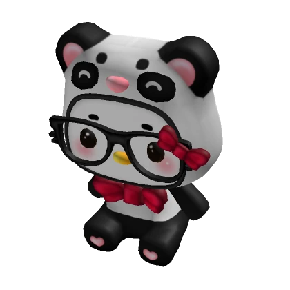 ♡ nerdy panda kitty holdable plush in red ♡