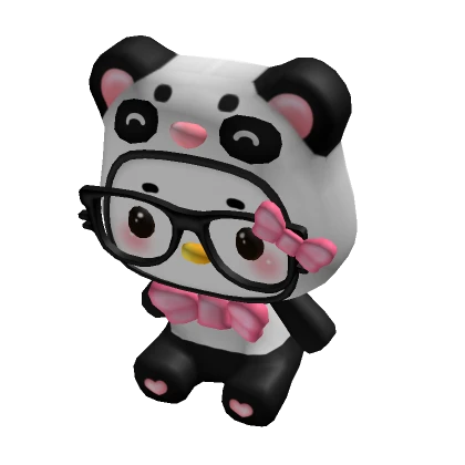 ♡ nerdy panda kitty holdable plush in pink ♡