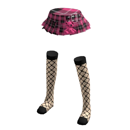 Emo pink plaid tennis skirt and cute socks