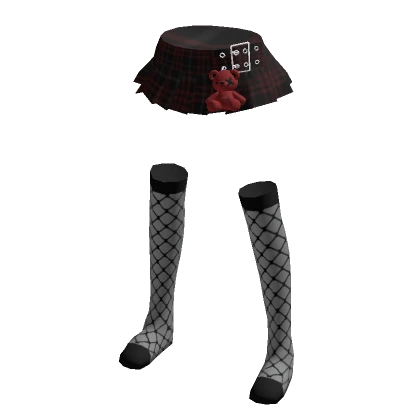 Goth Plaid Pleated Short Skirt Red Black Outfit