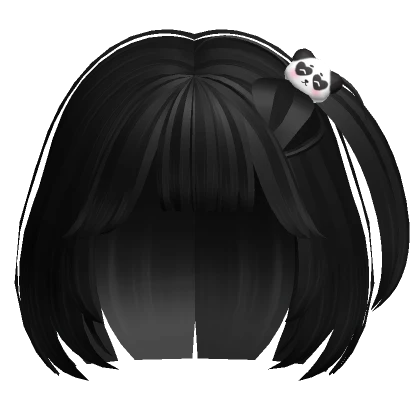 ♡ Fluffy Black Hime Bob Panda Hair Clip Pigtail