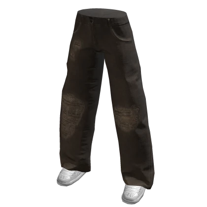 Brown Distressed Baggy Fit Jeans