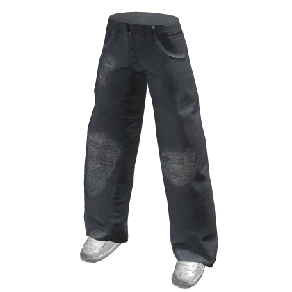 Blue Distressed Baggy Fit Jeans