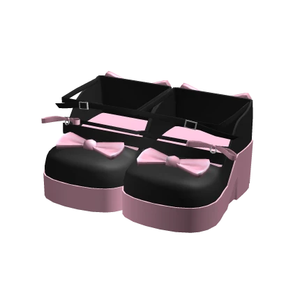 Pink n Black Kawaii Doll Platforms w Bows