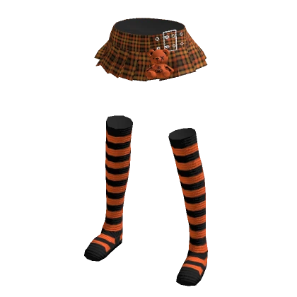 Halloween Teddybear Short Skirt Stripe Leg Warmers