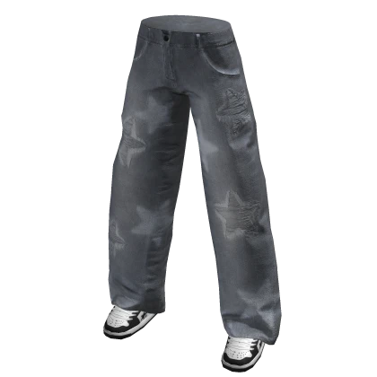 Blue Stars Distressed Baggy Jeans