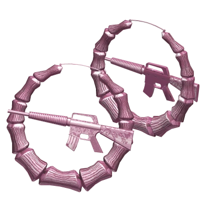 2000s Bamboo Rifle Hoops Earrings Baby Pink