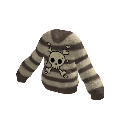 Brown Cozy Oversized Emo Skull Sweater