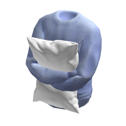 White Pillow Holding Sweater - Blue