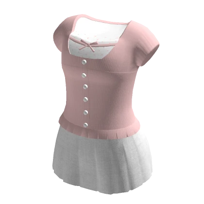 🍀Milkmaid Top w Mini Skirt (Pink)