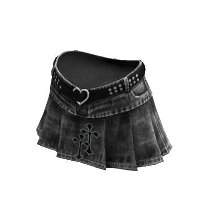 Y2K Urban Denim Mini Skirt Gray Denim Cross