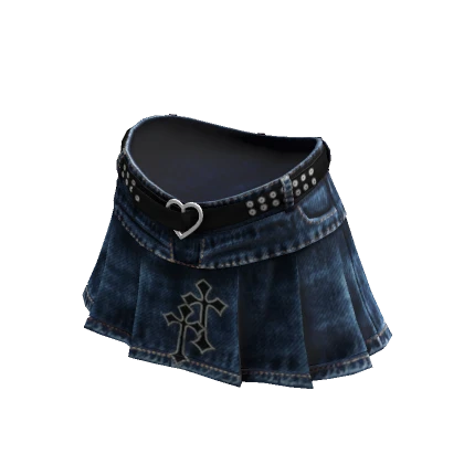 Y2K Urban Denim Mini Skirt Dark Denim Cross