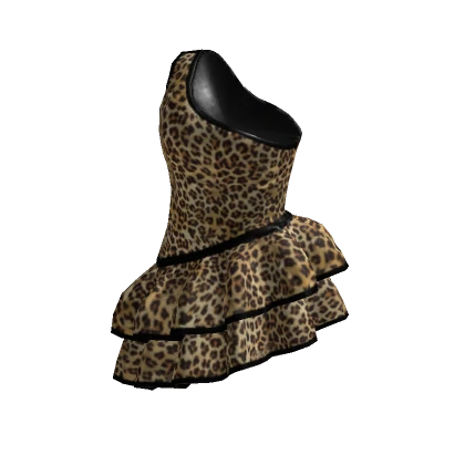 Leopard Print Asymmetric Ruffle Dress