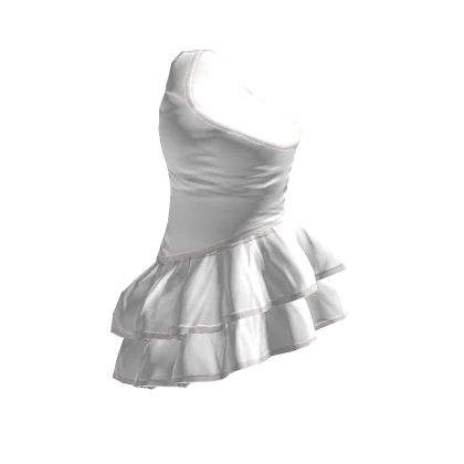 White Asymmetric Ruffle Dress