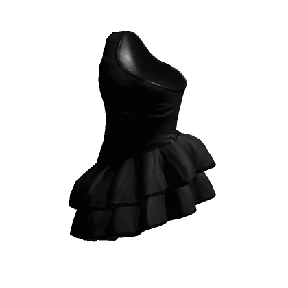 Black Asymmetric Ruffle Dress