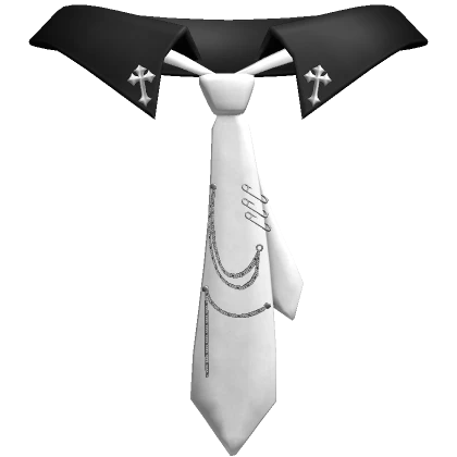 Emo Cyber Grunge White Collar + Chained Tie