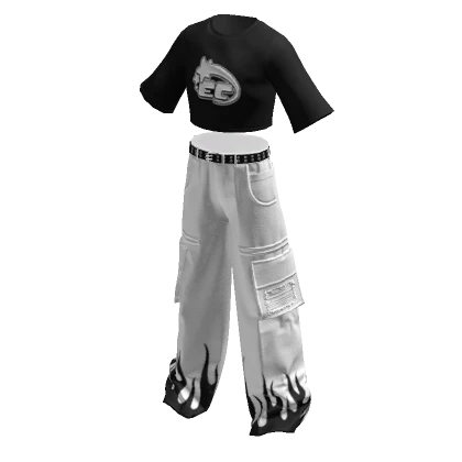 Y2K Pants & Cropped Shirt Eternos Clothing Flames