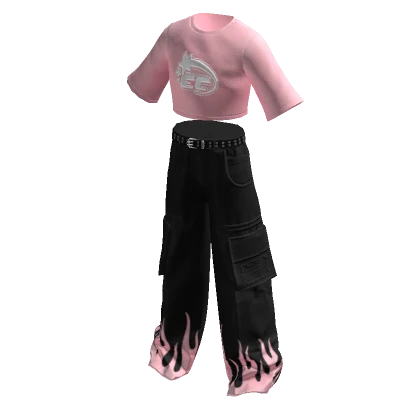 Y2K Pants & Cropped Shirt Eternos Clothing Flames