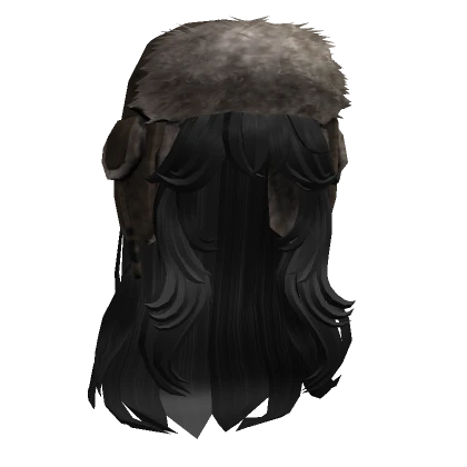 Long Wavy Black Hair + Brown Ushanka