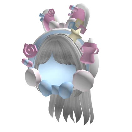 ♡ white kawaii hair with bunny hood 