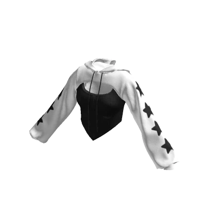 Cropped Corset Hoodie White & Black Stars