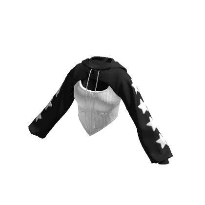 Cropped Corset Hoodie Black & White Stars