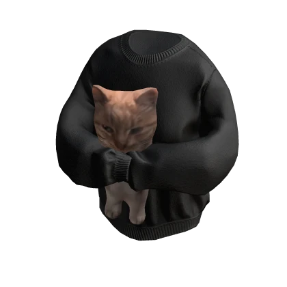 Hungry Suspicious Cat Hugging Sweater Black