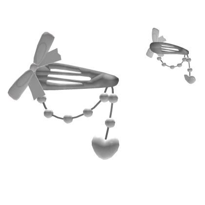 ✿ white pearl clips heart kawaii cutecore bows