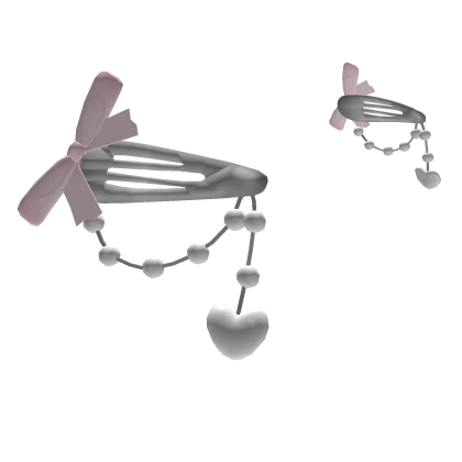 ✿ pink pearl clips heart kawaii cutecore bows