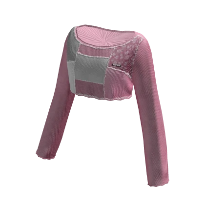 ☆ pink aesthetic patched cropped shirt