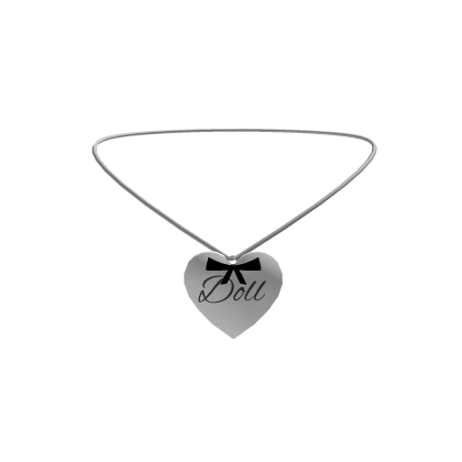 3.0 engraved "Doll" heart necklace w black bow