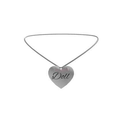 3.0 engraved "Doll" heart necklace w pink bow