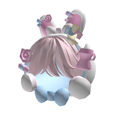 ♡ pink fluffy messy hair with bunny hood