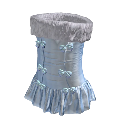 Blue Baby Doll Ribbon Fur Dress