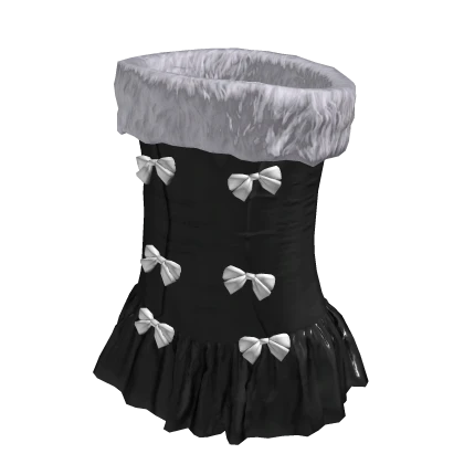 Black Baby Doll Ribbon Fur Dress