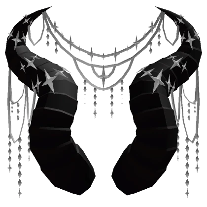 Black White Fallen Angel Bejeweled Diety Horns