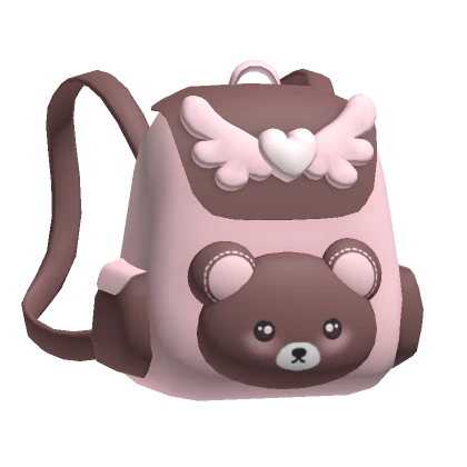 ♡ Chocolate Pink Cute Bear Heart Wings Backpack 🐻