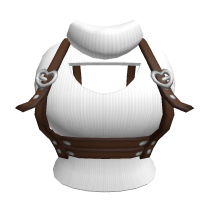 🎱Chibi Doll - White turtleneck w Brown harness