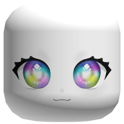 🍀Kawaii Rainbow Eyes Chibi Face Mask - White