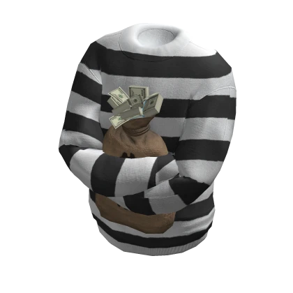 Money Bag Hugging Sweater - Black White Robber