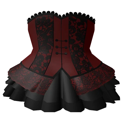 3.0 Black and Red Corset Ruffled Skirt