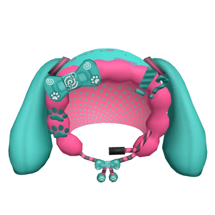 kawaii vocaloid miku blue pink hood w mic