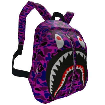 Backpack Purple BAPE Shark Camo Y2K Big Canvas 1.0