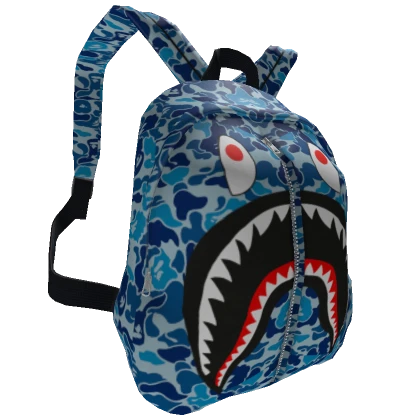 Backpack Blue BAPE Shark Camo Y2K Big Canvas 1.0