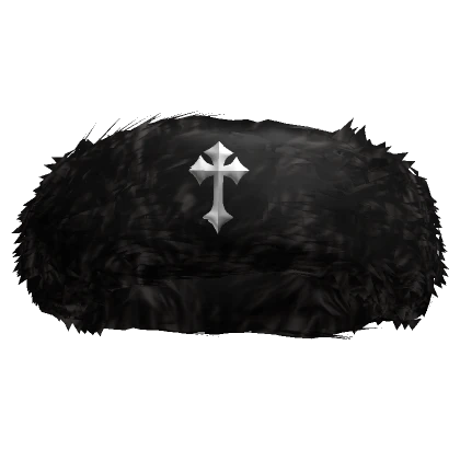 Trapper Fur Silver Cross Headband Black