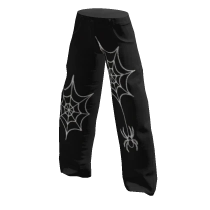 Black Baggy Webbed Spider Jeans